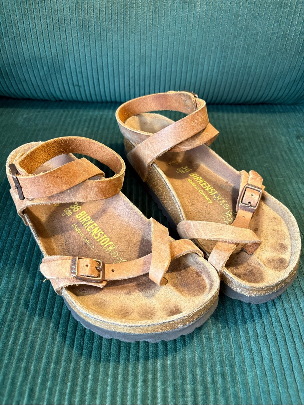 Birkenstock Brown Suede Strappy Sandals with Buckles